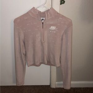 Nike Women's Light Pink Quarter-Zip Hoodie